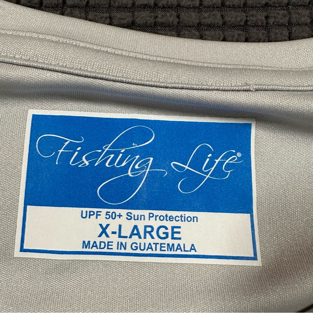 Fishing Life XL Gray UPF 50 Long Sleeve Fishing Shirt Compass Graphic - Picture 4 of 7